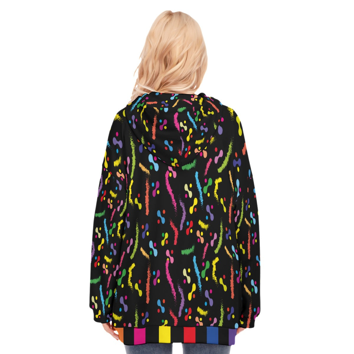 Smile Long Hoodie With Zipper Closure