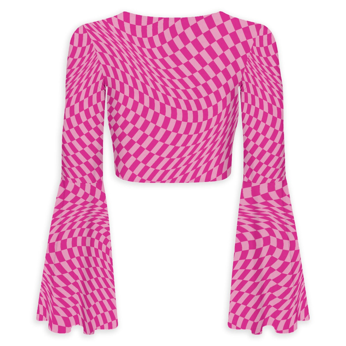 Tiger Balm Pink Women's Elegant Flared Sleeve Tie-Front Crop Top