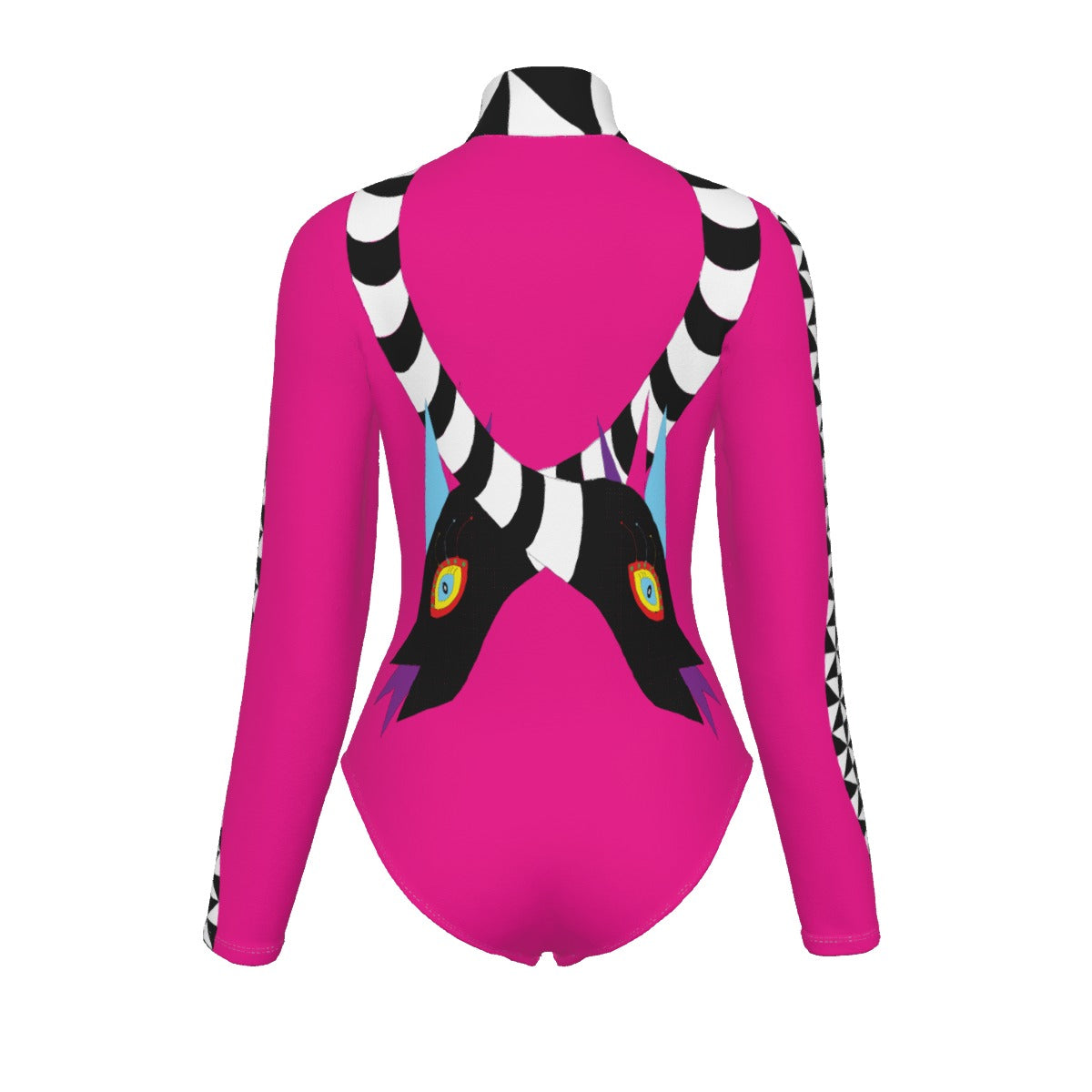 Snakey Pink Women's Turtleneck Long Sleeve Bodysuit