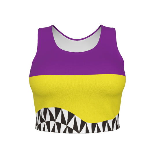 Daily Party Women's Sport Crop Tank Top & Skorts With Pocket Set Yellow