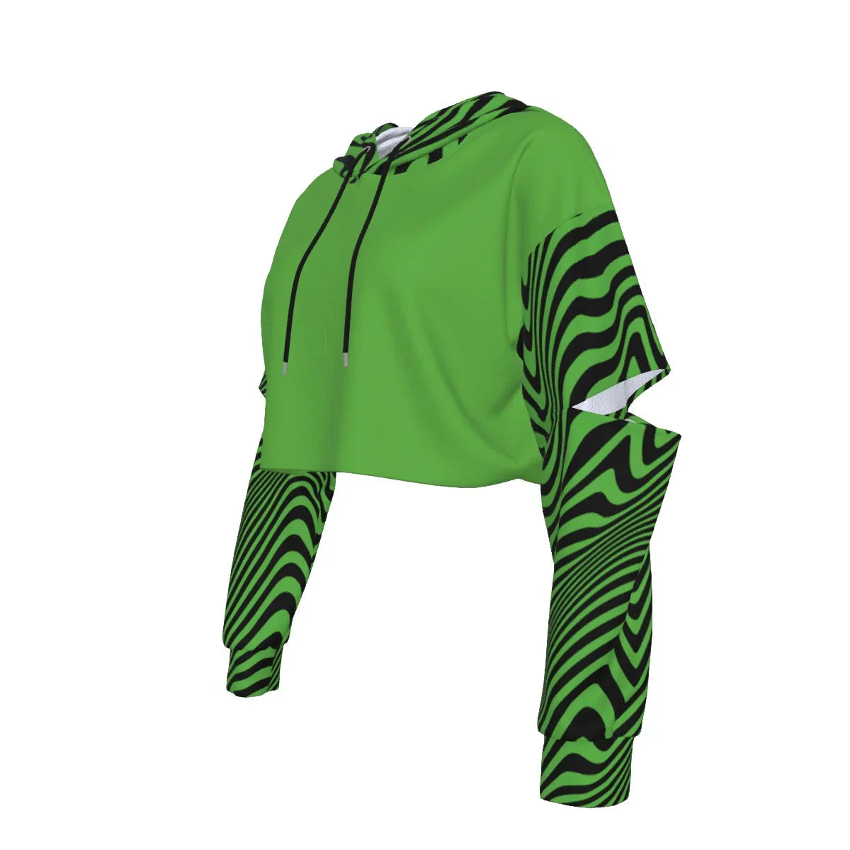 Moxie Hologram Women's Heavy Fleece Hoodie With Hollow Out Sleeve