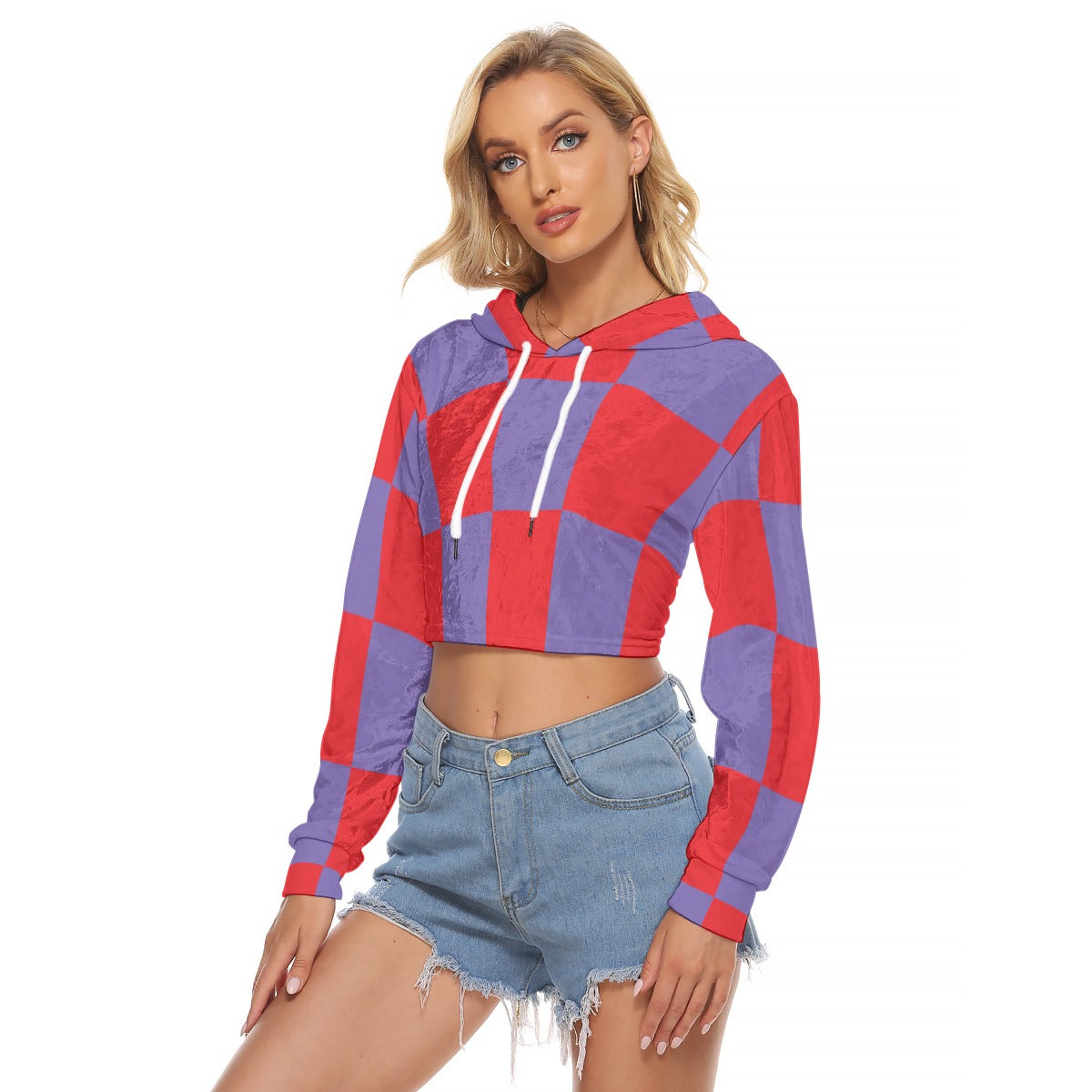 Rave Angel Women's Crop Top Velvet Hoodie
