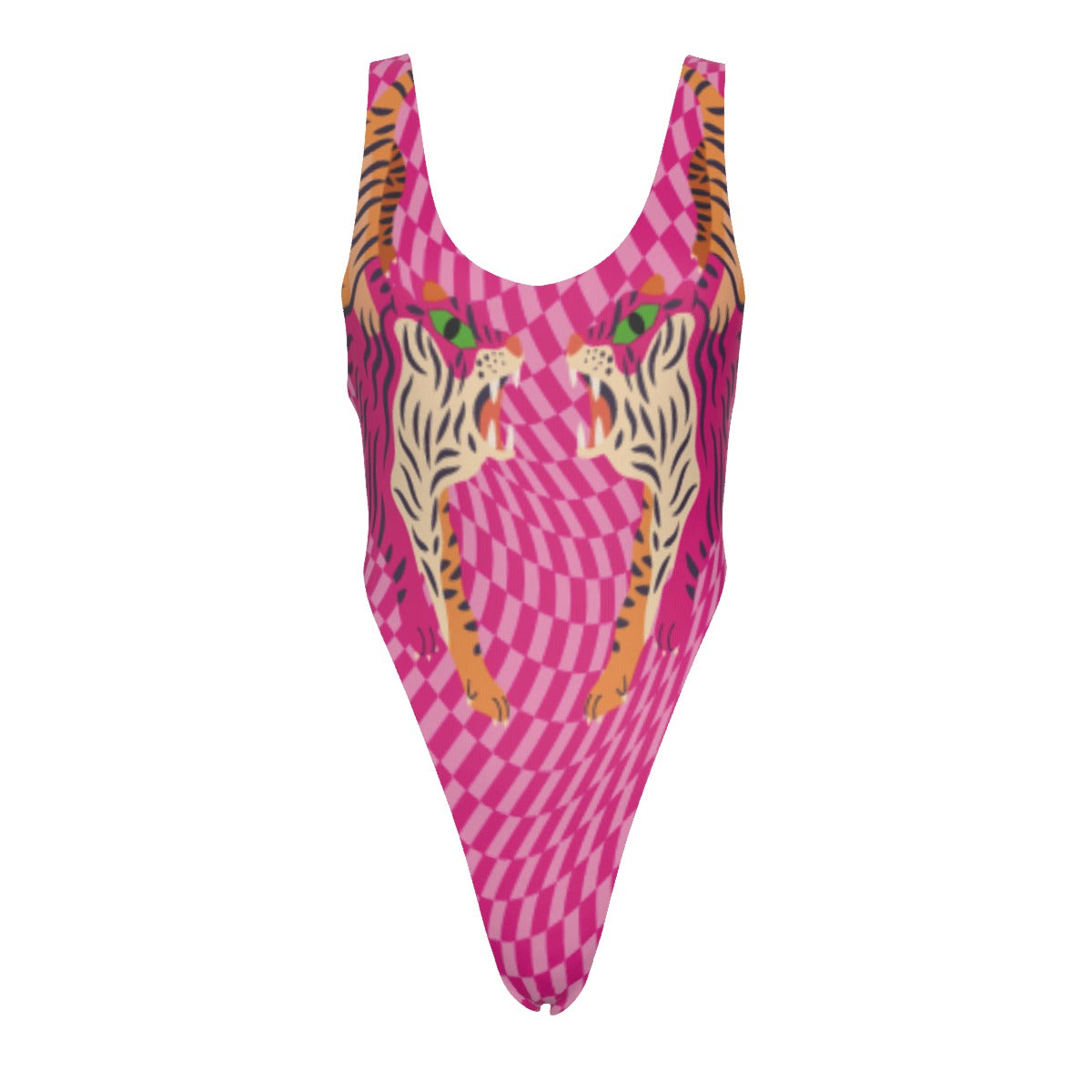 Tiger Balm Pink Checkered Women's One-piece Swimsuit