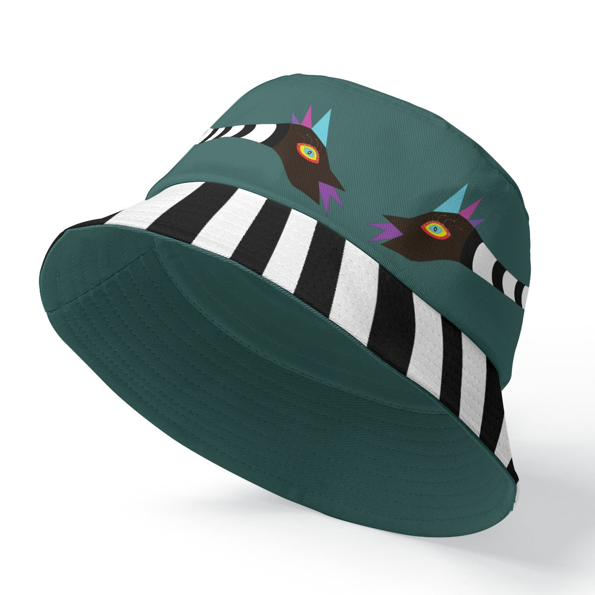 Snakey Dark Green Double-Side Printing Bucket Hat