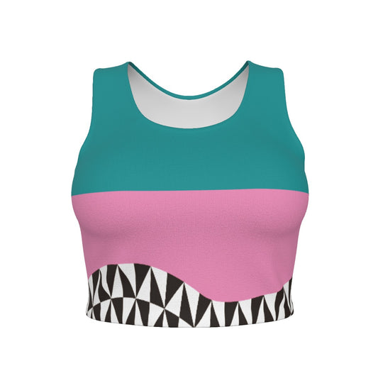 Daily Party Women's Sport Crop Tank Top & Skorts With Pocket Set Teal