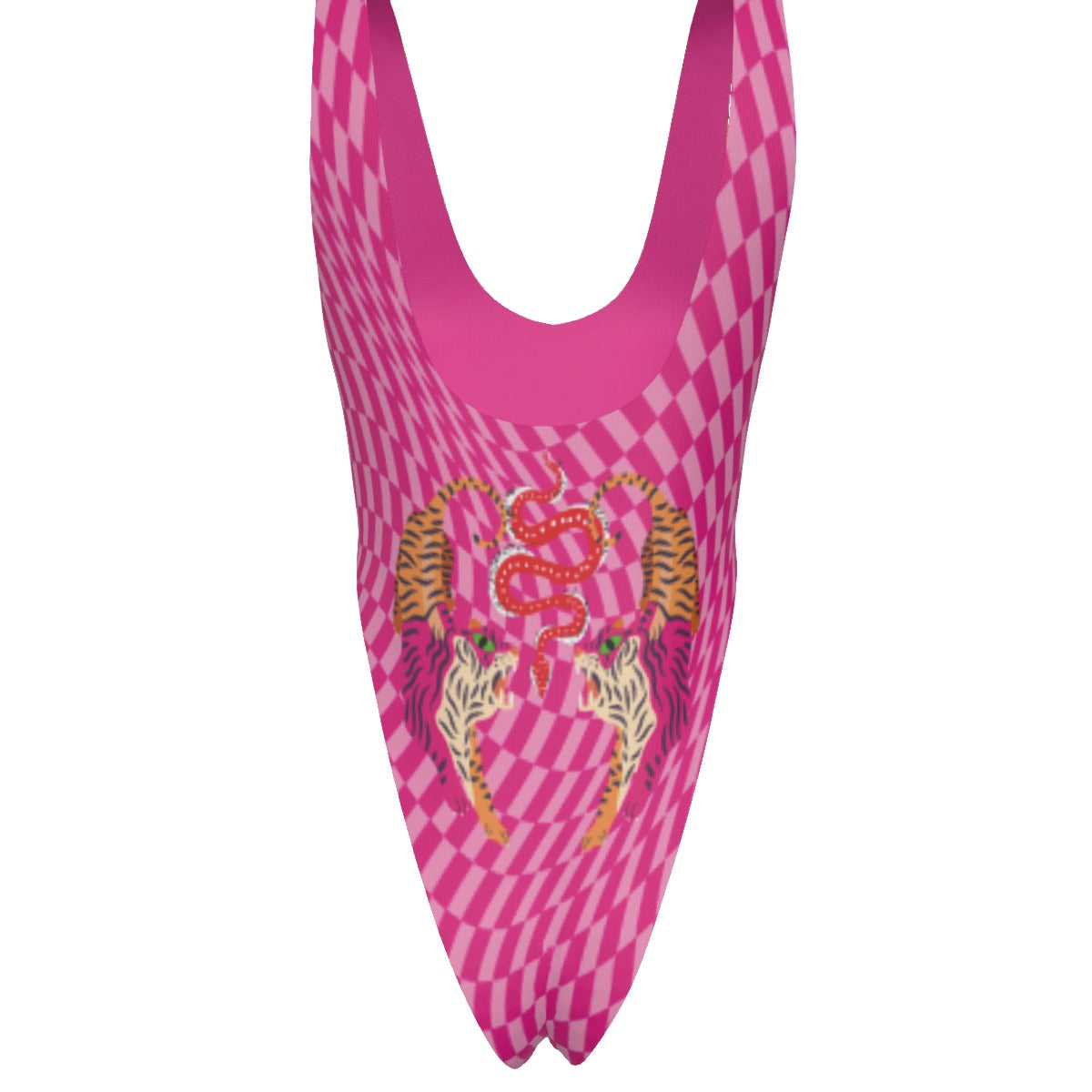 Tiger Balm Pink Checkered Women's One-piece Swimsuit