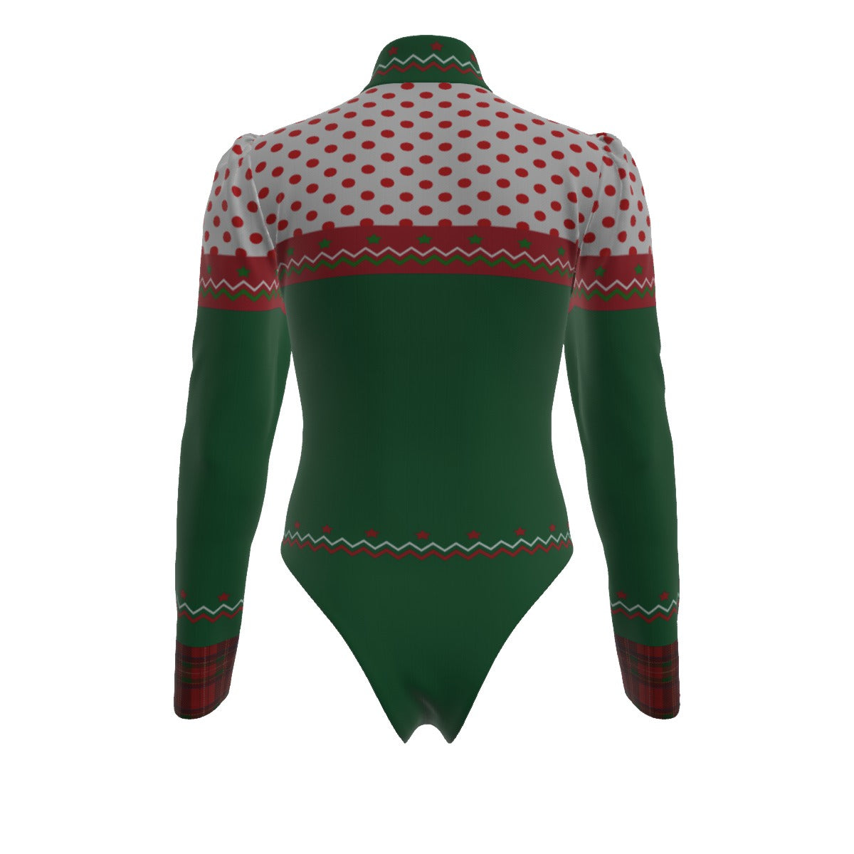 Christmas Cookie Green Women's Turtleneck Bodysuit With Puff Sleeve