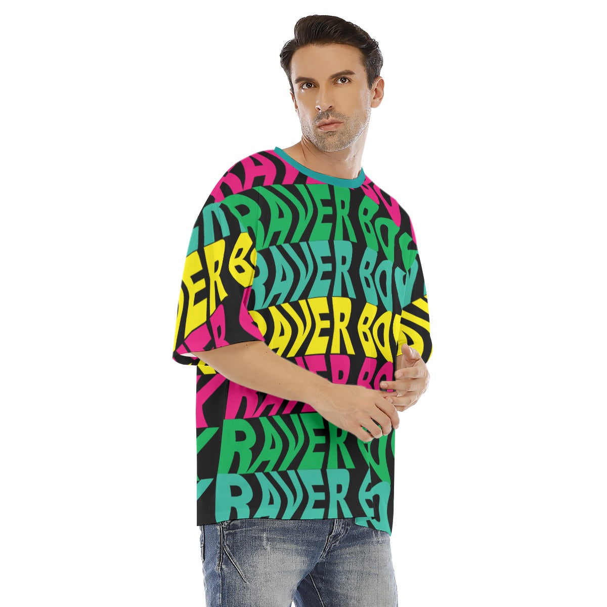 Raver Boy  Men's Drop Shoulder T-shirt With Short Sleeve