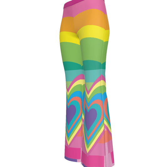 Barbie Girl Rainbow Heart Women's High Elastic Flare Pants