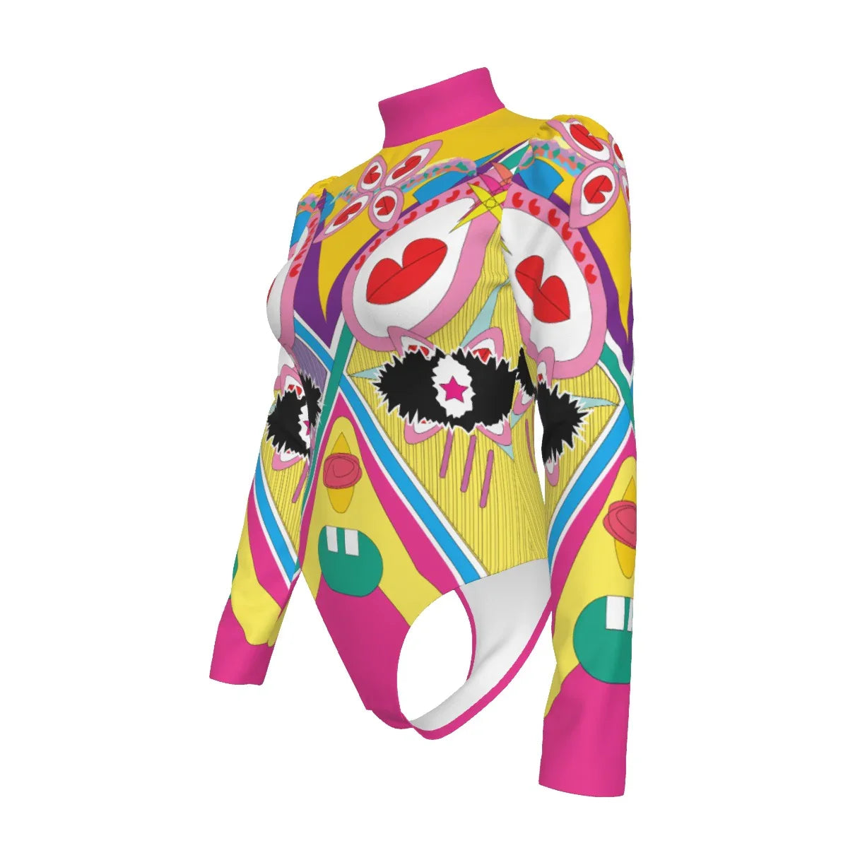 Sayco Rabbit Turtleneck Bodysuit With Puff Sleeve