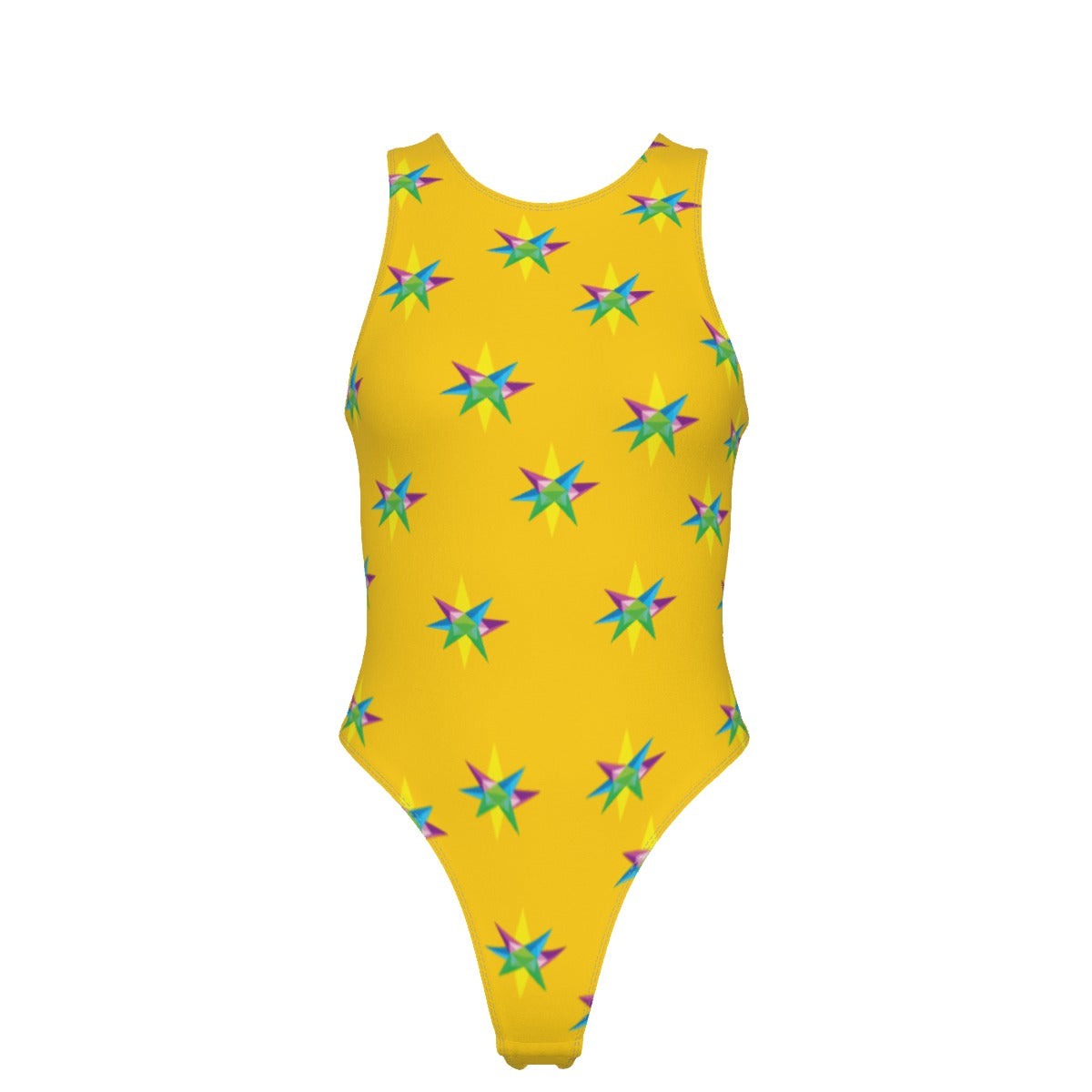 Star Yellow Women's Tank Bodysuit with Gloves