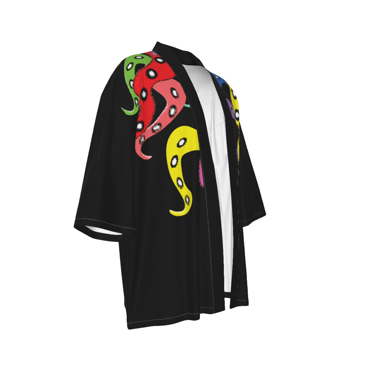 Octopus Black Unisex Kimono