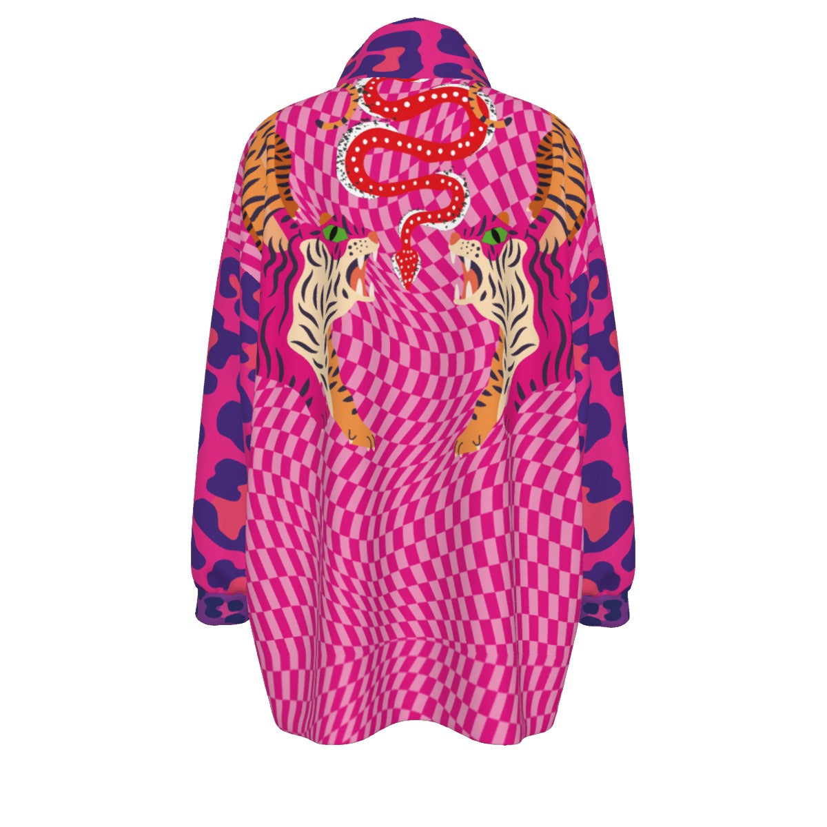 Tiger Balm Unisex Borg Fleece Stand-up Collar Coat With Zipper Closure(Plus Size)