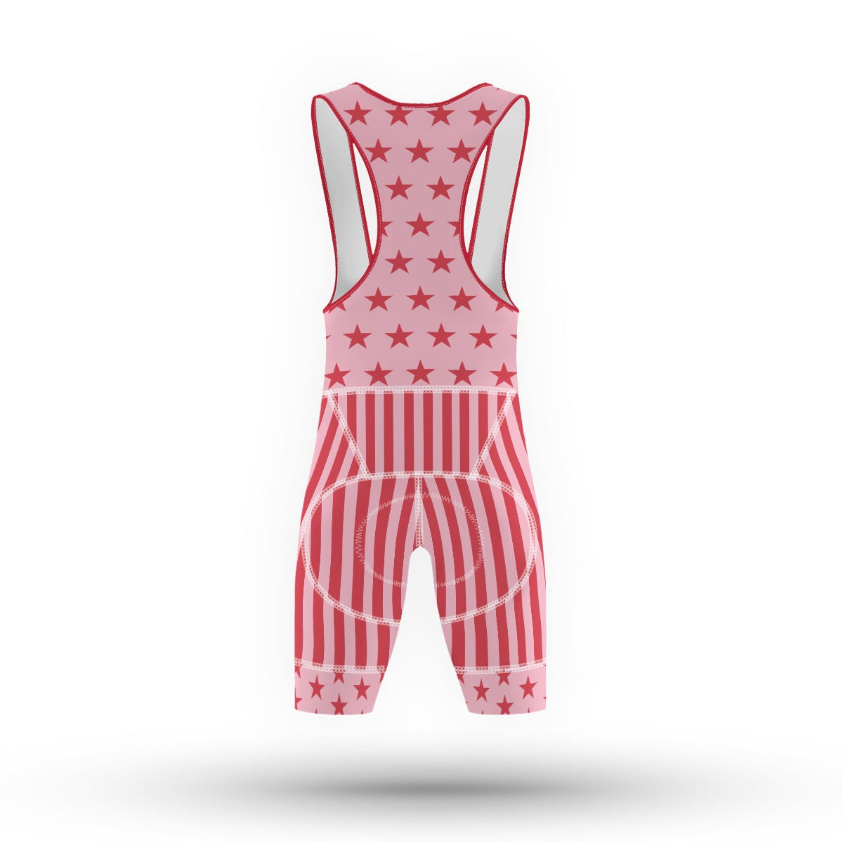 Red Stripe Star Bib Shorts Jumpsuit Model 2