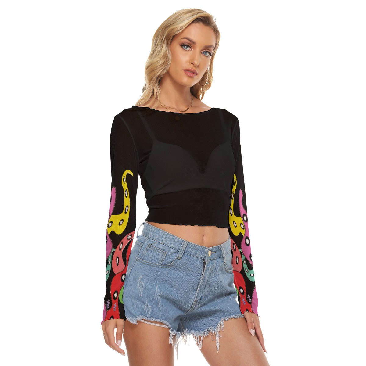 Octopus  Women's Mesh Long Sleeves T-shirt