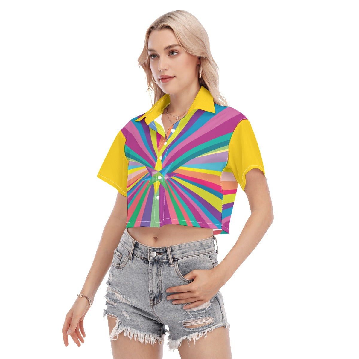 Multi Star Women's Cropped Shirt