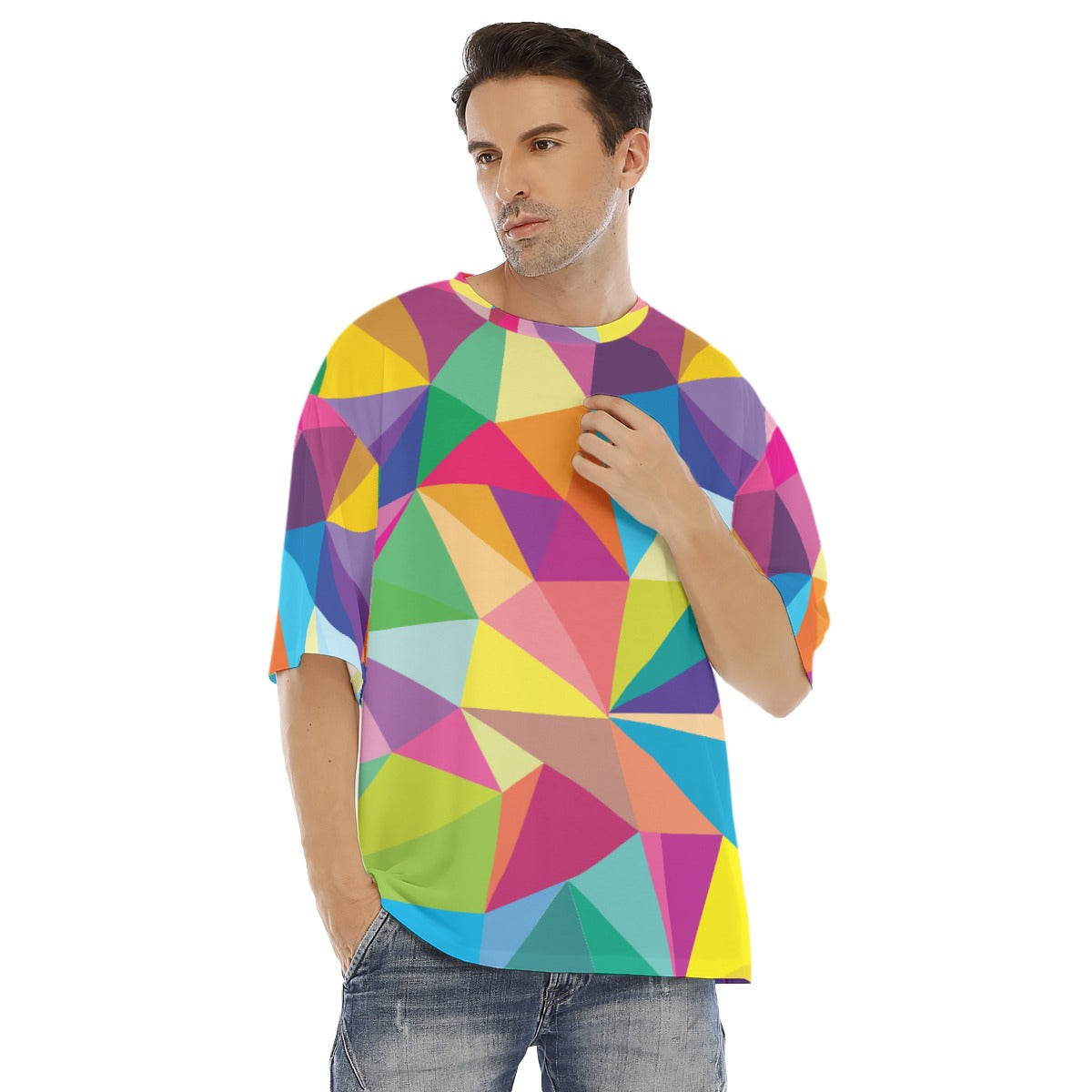 Mosaic Colors  Men's Drop Shoulder T-shirt With Short Sleeve