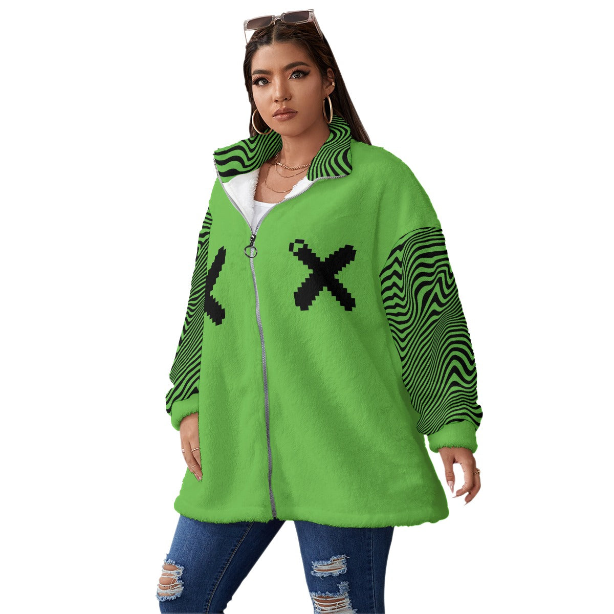 Moxie Unisex Borg Fleece Stand-up Collar Coat(Plus Size)