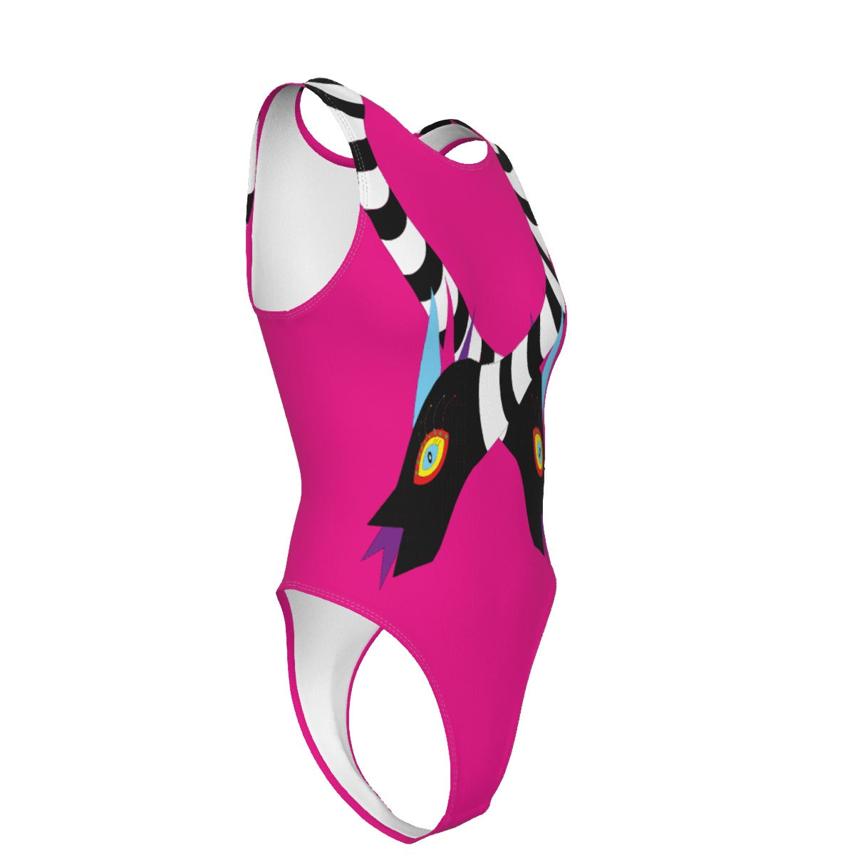 Snakey Pink Women's Tank Bodysuit with Gloves