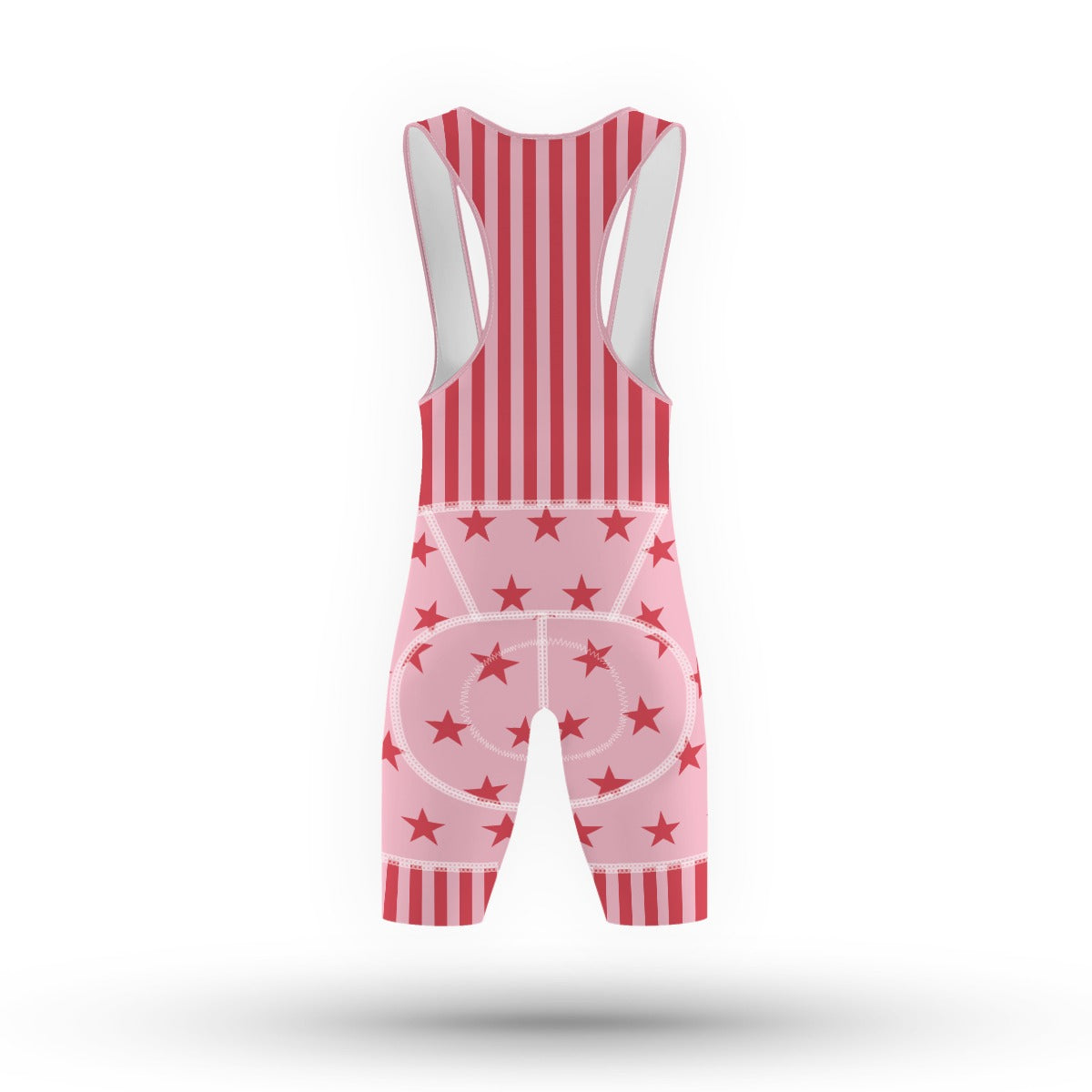 Red Stripe Star Bib Shorts Jumpsuit Model 1