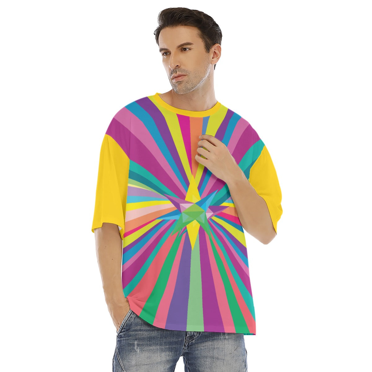 Multi Colors  Men's Drop Shoulder T-shirt With Short Sleeve