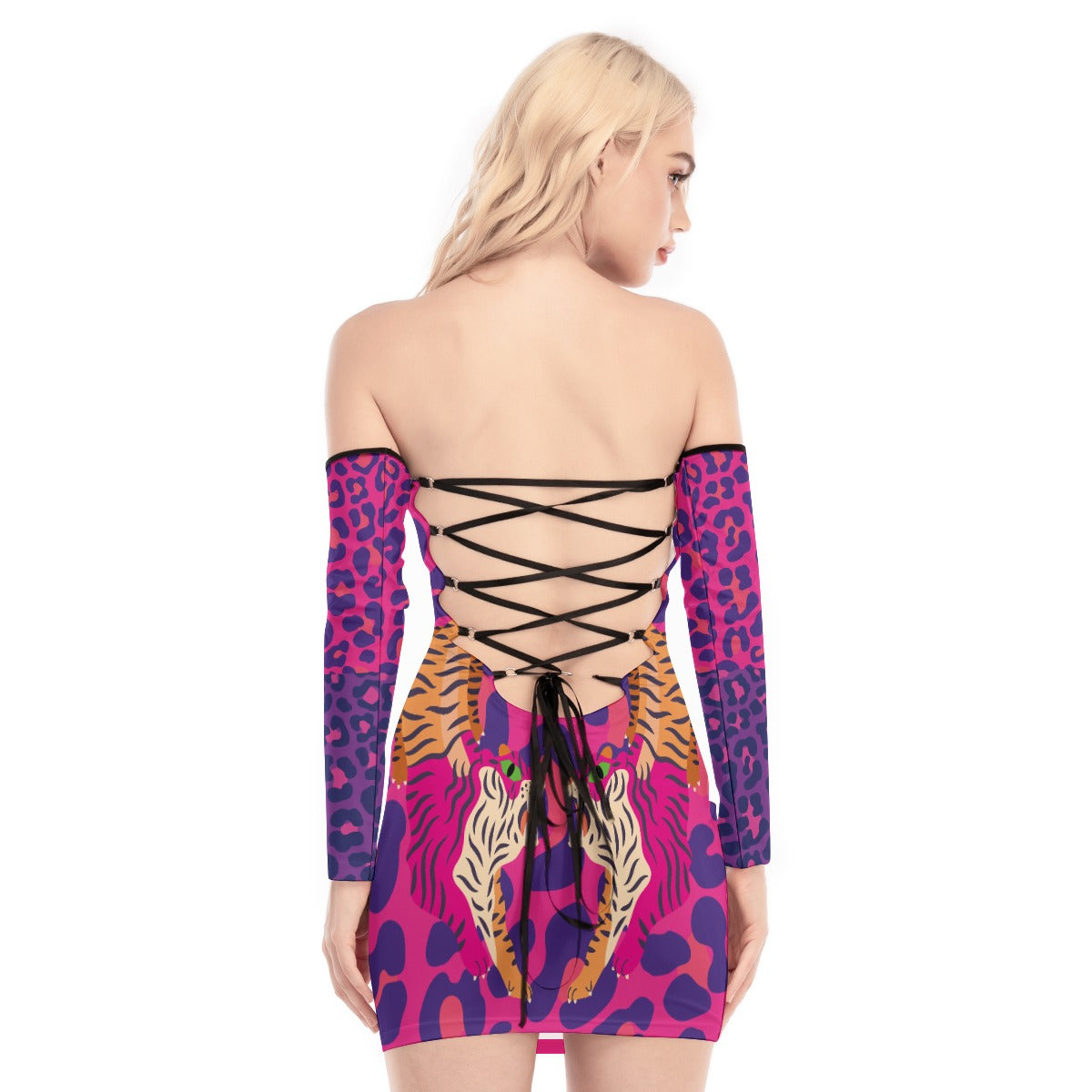 Tiger Balm Women's Off-shoulder Back Lace-up Dress