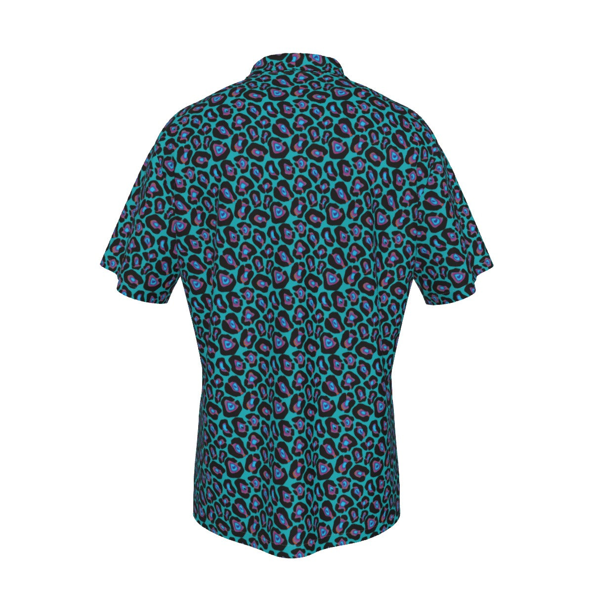African Teal Men's Hawaiian Shirt With Button Closure