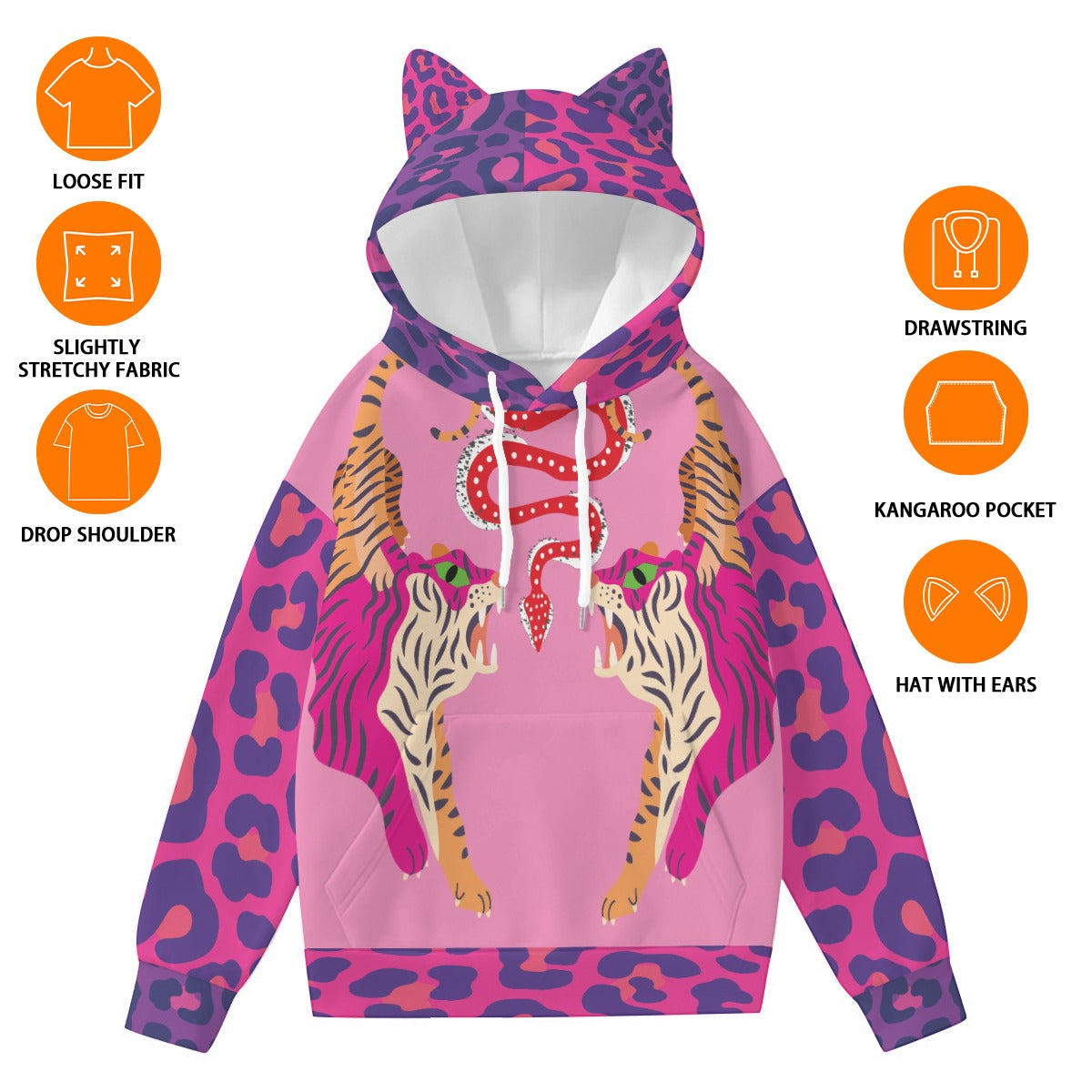 Tiger Balm Women’s Hoodie With Decorative Ears