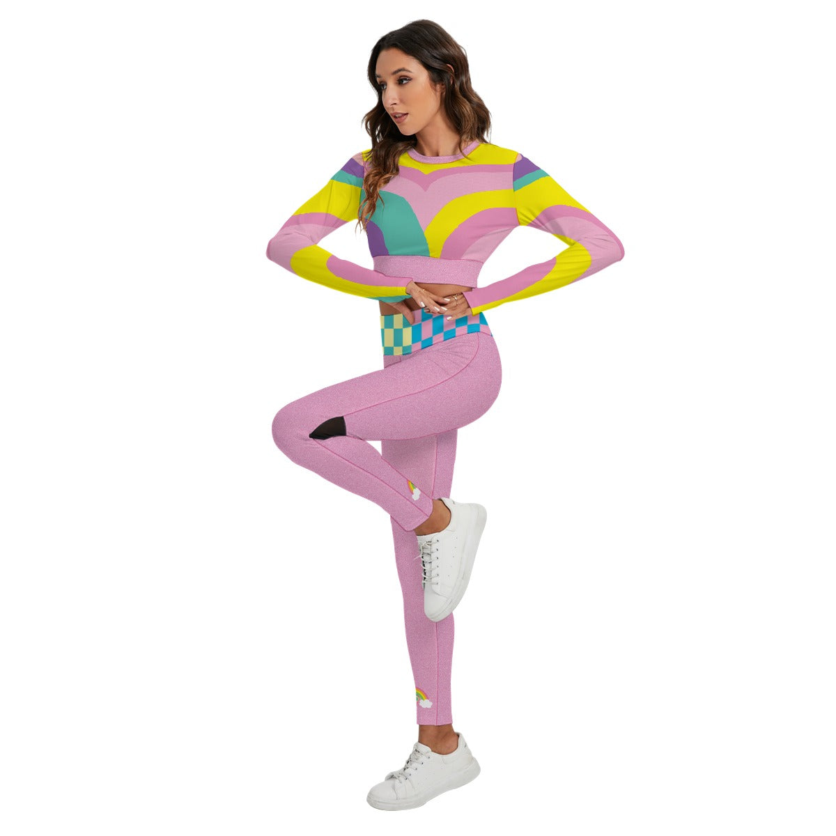 Kawaii Colors Women's Sport Set With Backless Top And Leggings