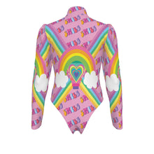 Load image into Gallery viewer, Barbie Girl Women&#39;s Turtleneck Bodysuit With Puff Sleeve
