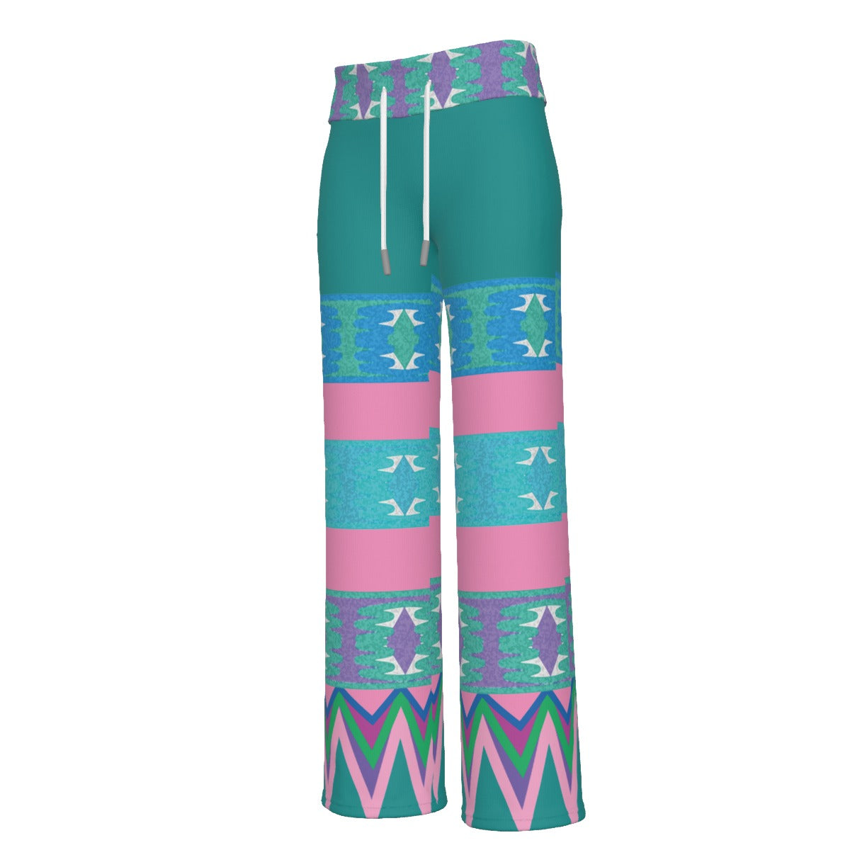 Ocean Vibe Women's Kimono & Crop Tank Top & High-waisted Straight-leg Trouser Set