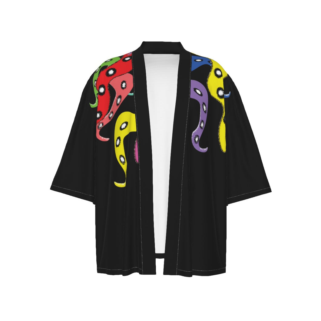 Octopus Black Unisex Kimono