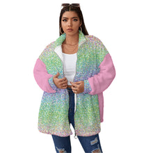 Load image into Gallery viewer, Dream Team Glitter  Unisex Borg Fleece Stand-up Collar Coat With Zipper Closure(Plus Size)
