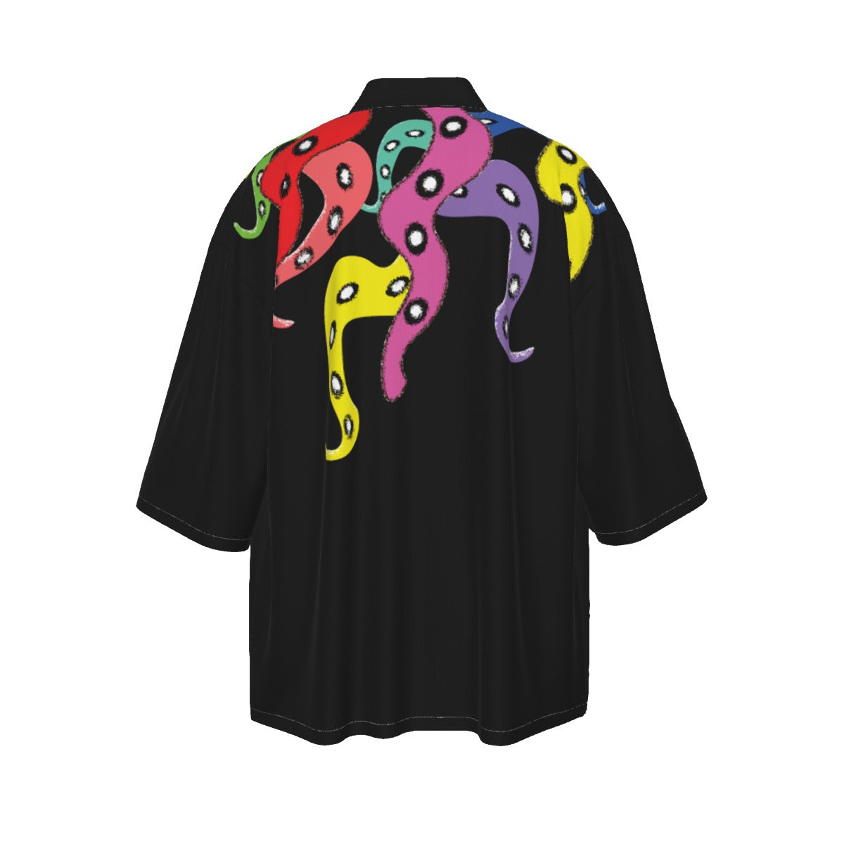 Octopus Black Unisex Kimono