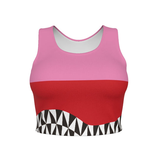 Daily Party Women's Sport Crop Tank Top & Skorts With Pocket Set Pink