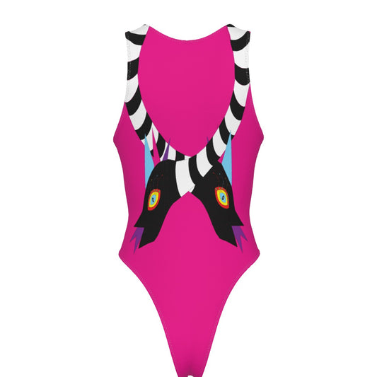 Snakey Pink Women's Tank Bodysuit with Gloves