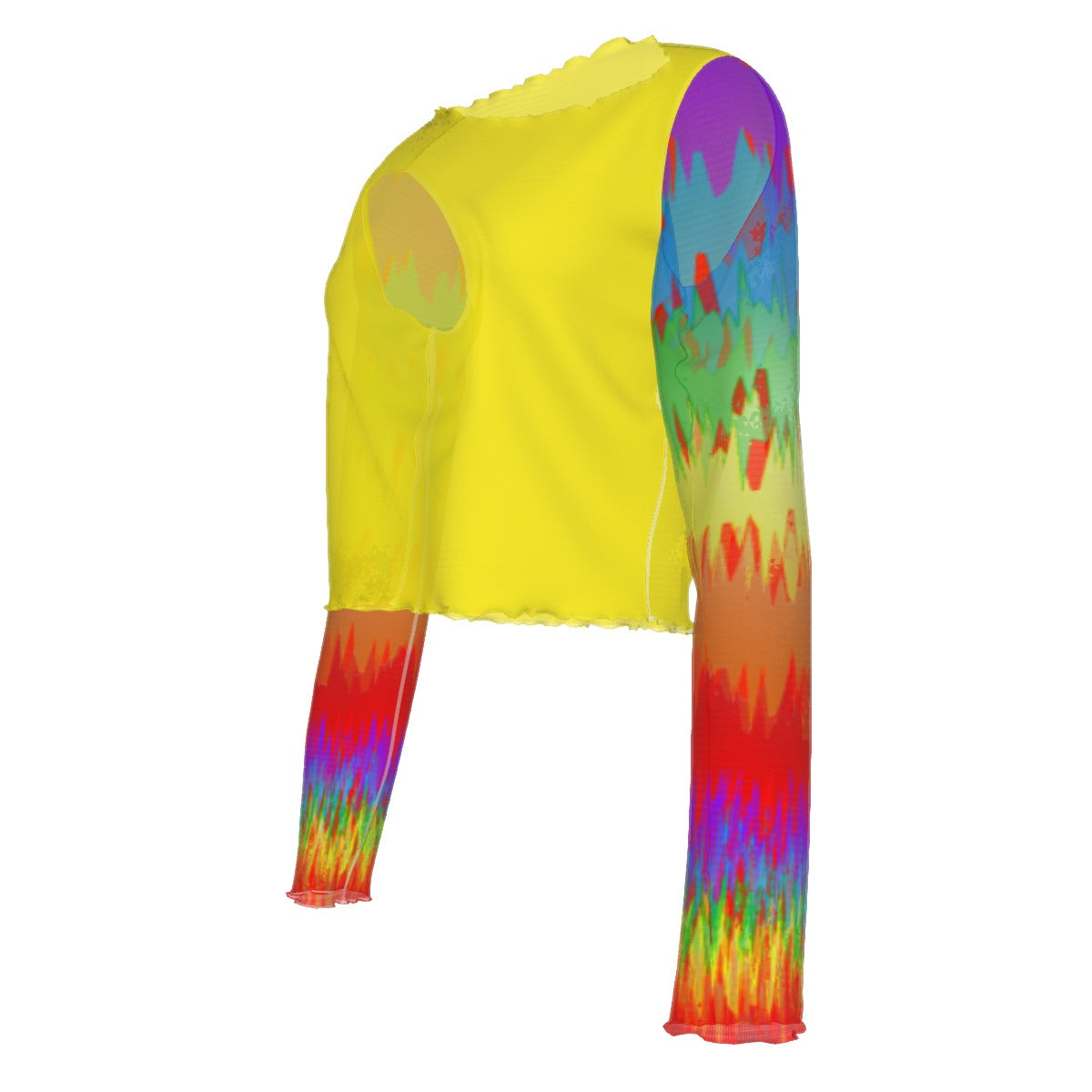 Rainbow Splash Women's Mesh Long Sleeves T-shirt & High Elastic Flare Pants Set