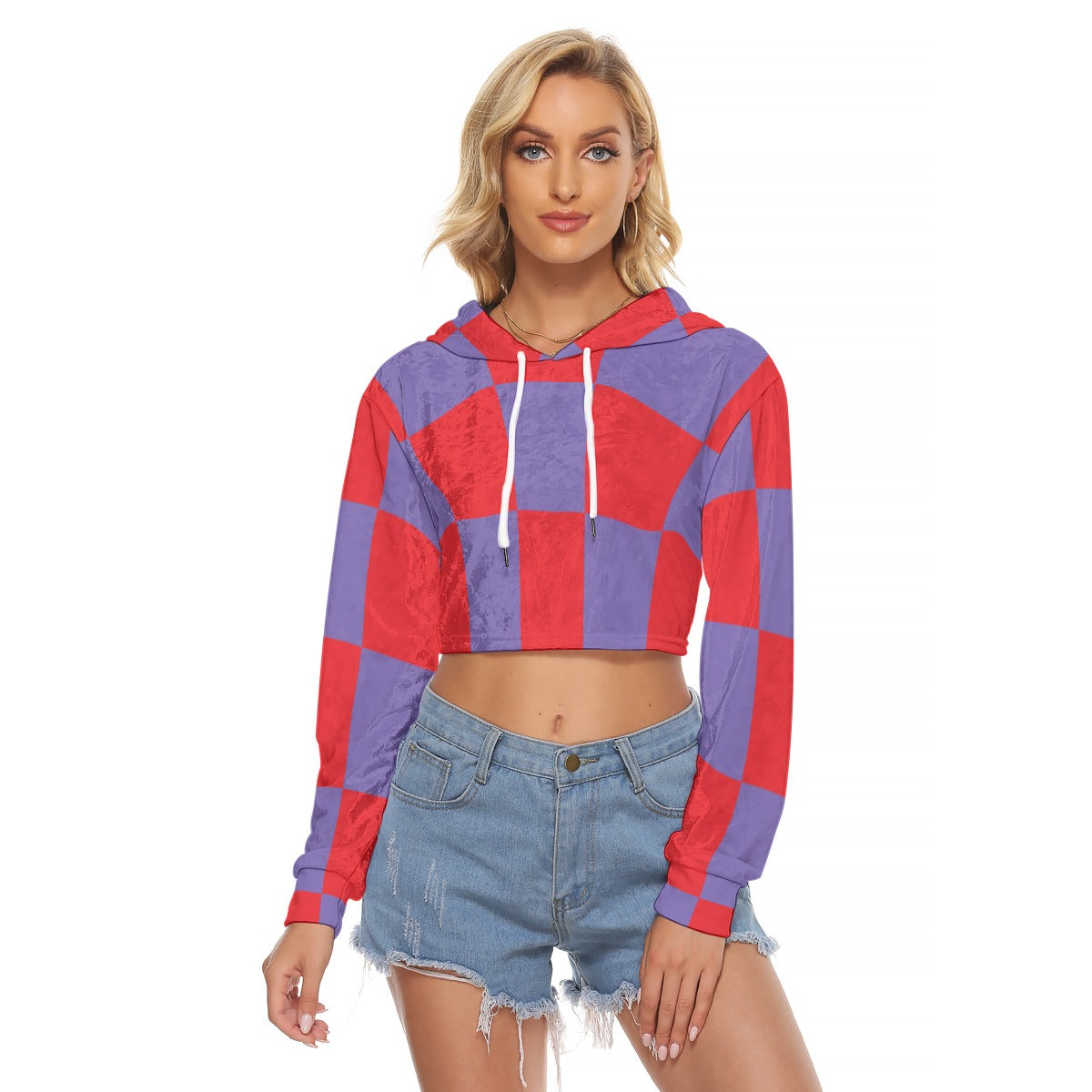 Rave Angel Women's Crop Top Velvet Hoodie