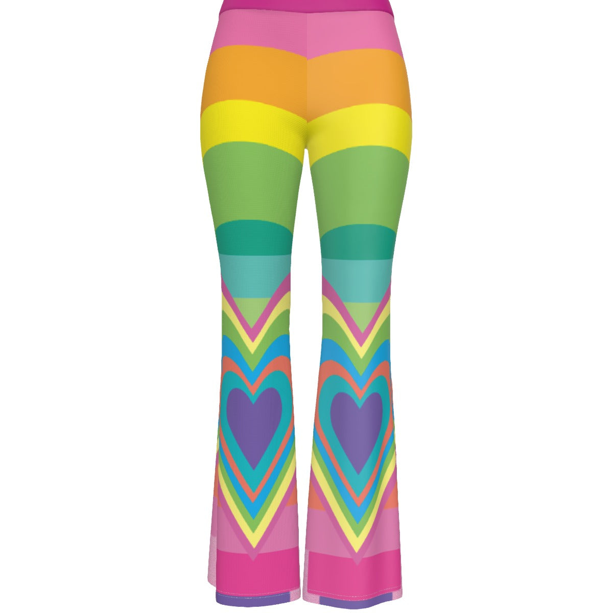 Barbie Girl Rainbow Heart Women's High Elastic Flare Pants