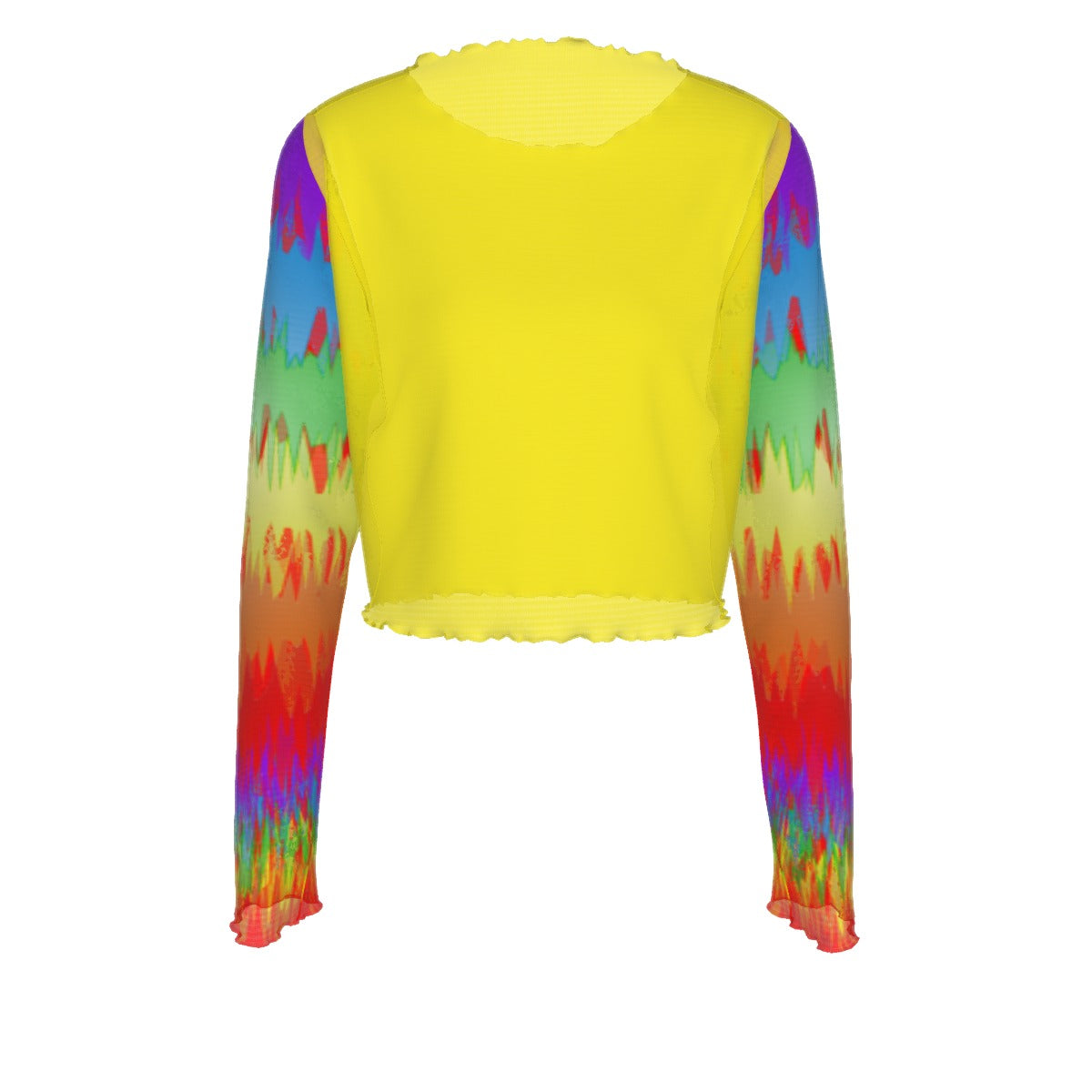 Rainbow Splash Women's Mesh Long Sleeves T-shirt & High Elastic Flare Pants Set