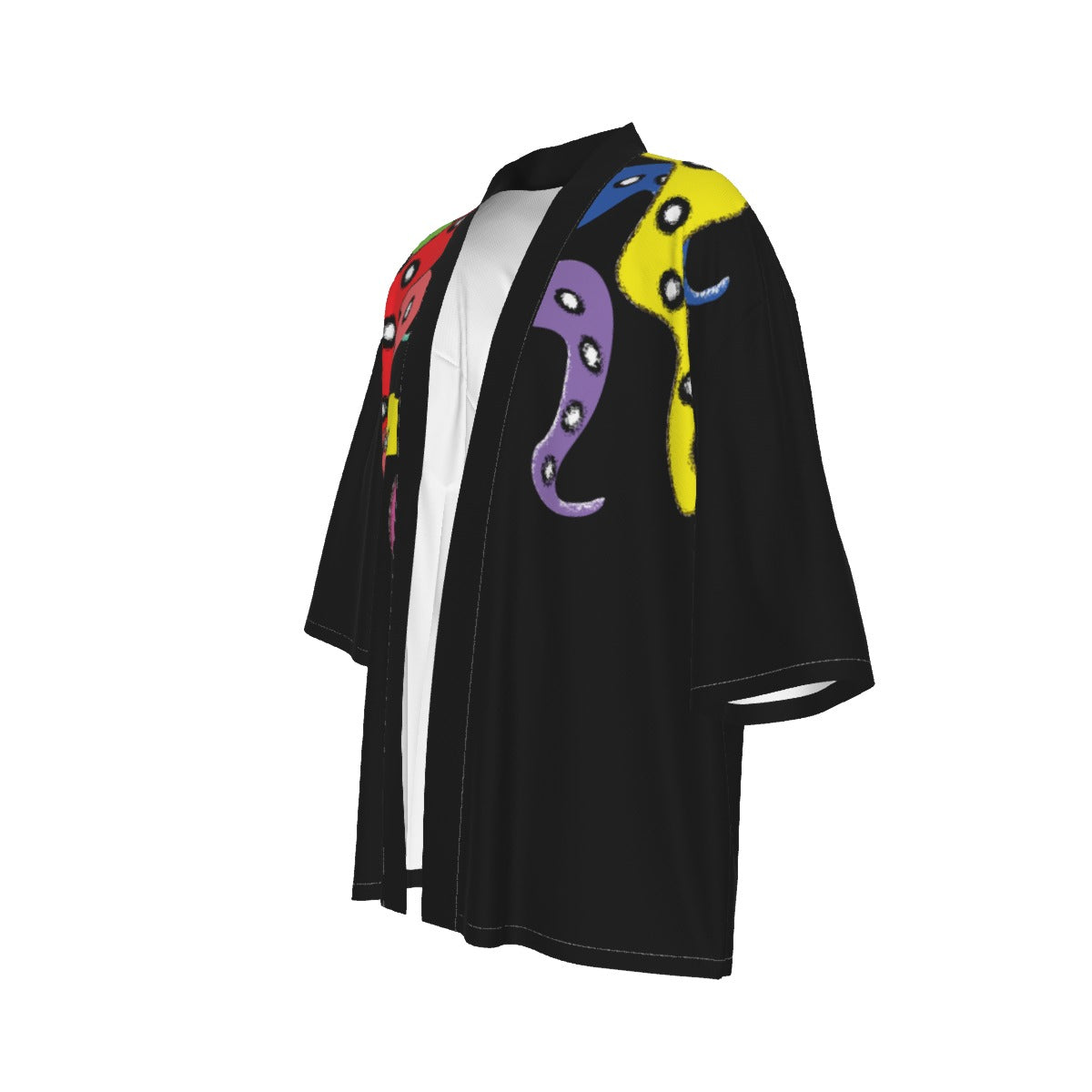 Octopus Black Unisex Kimono