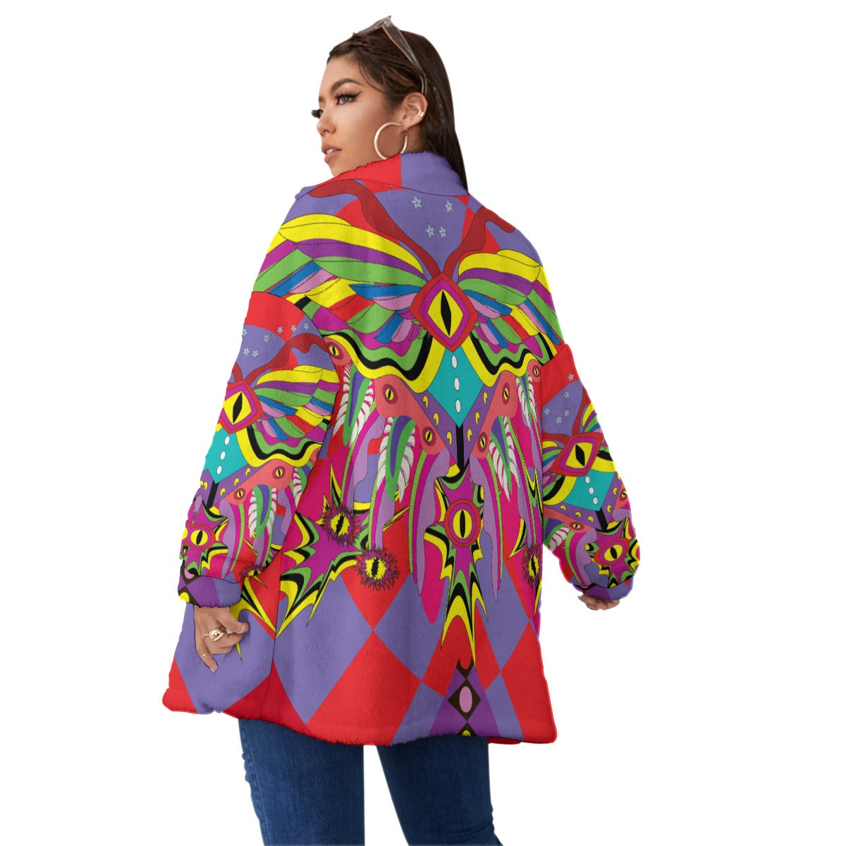 Rave Angel Unisex Borg Fleece Stand-up Collar Coat (Plus Size)