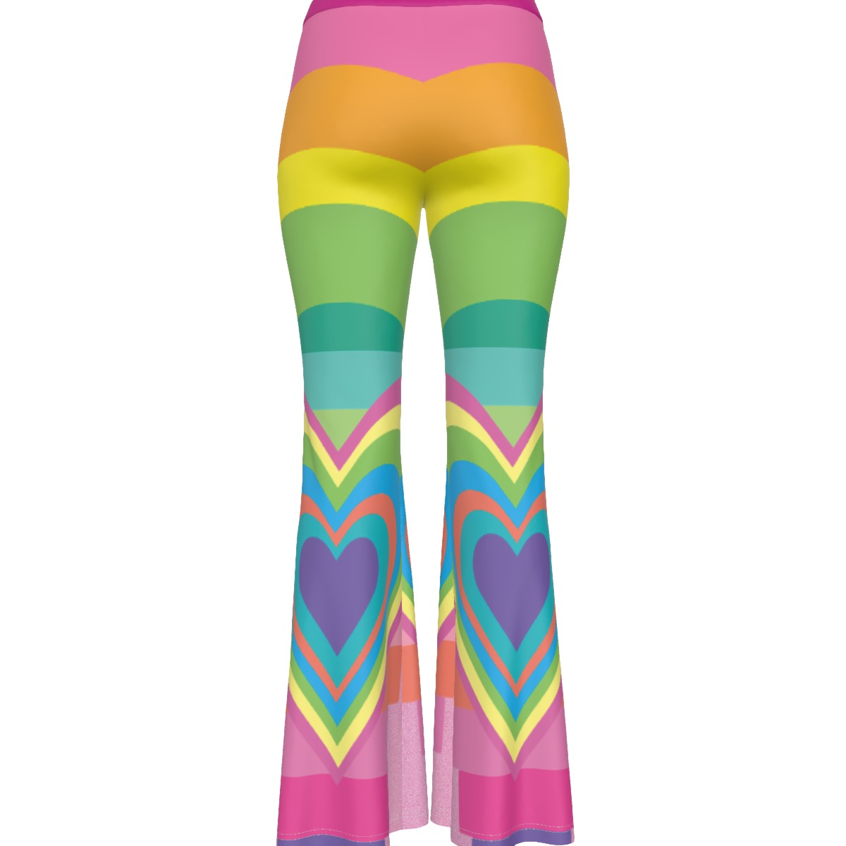 Barbie Girl Rainbow Heart Women's High Elastic Flare Pants