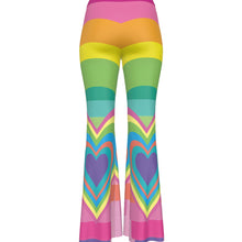 Load image into Gallery viewer, Barbie Girl Rainbow Heart Women&#39;s High Elastic Flare Pants
