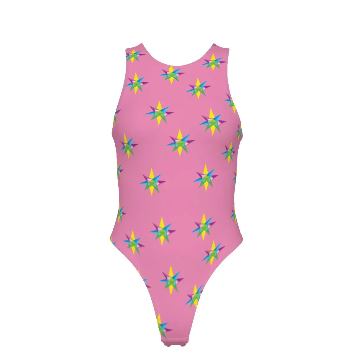 Star Pink Women's Tank Bodysuit with Gloves