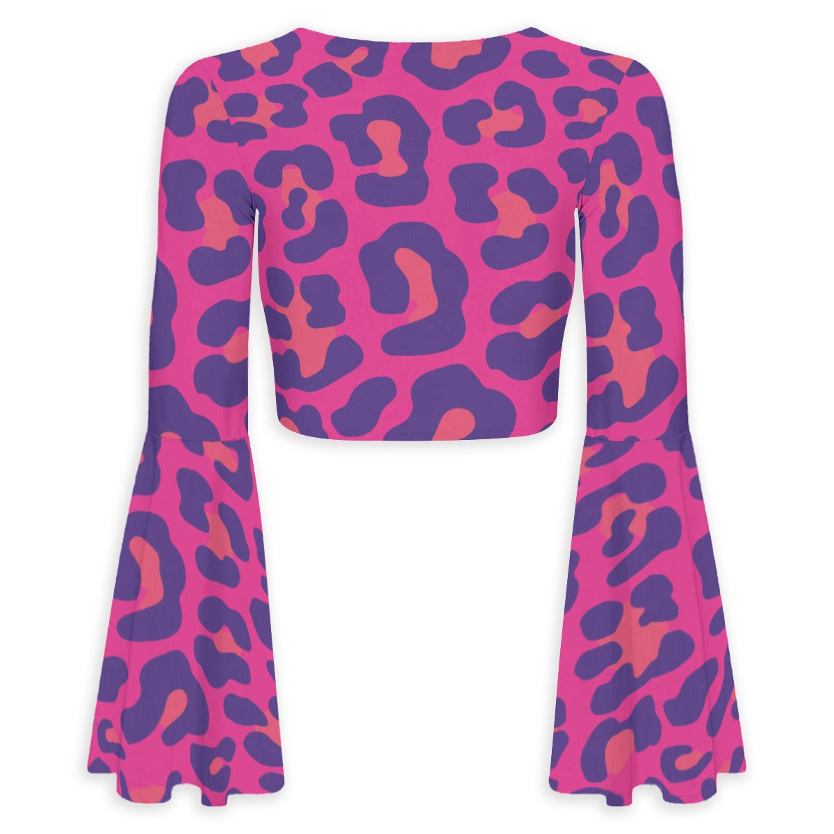 Tiger Balm Purple Women's Elegant Flared Sleeve Tie-Front Crop Top