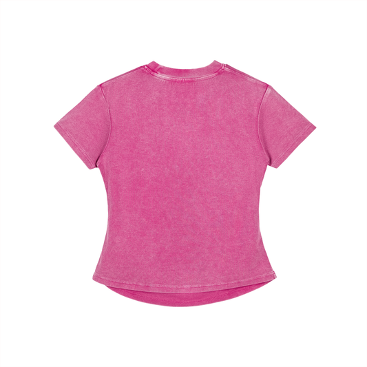 Tiger Balm Pink Premium Quality Vintage-Wash Bodycon Cotton T-Shirt