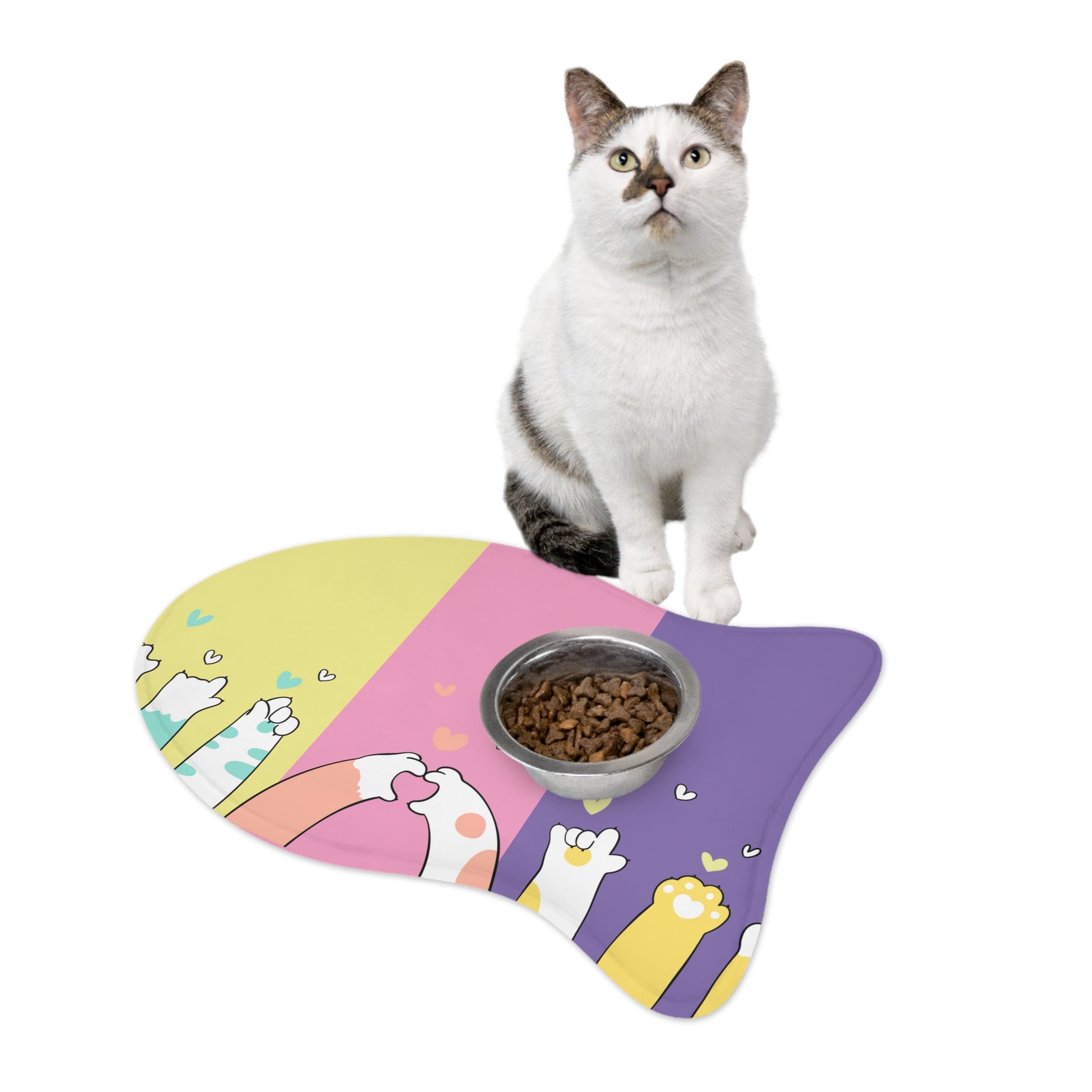 Pastel Color Paws Cat Fish Bone Mat