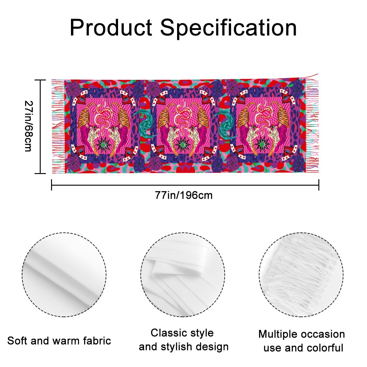 Tiger Balm Warm Fringed Pashmina