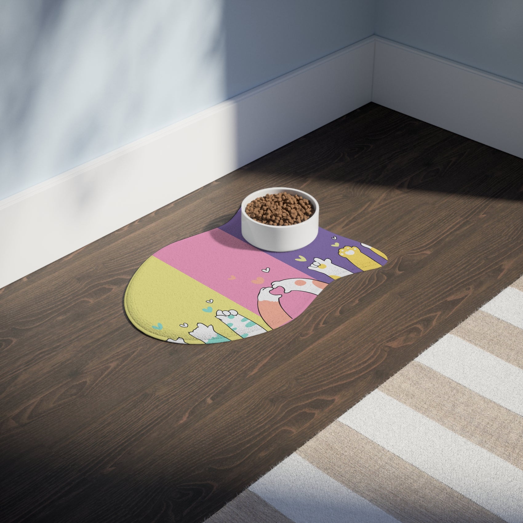 Pastel Color Paws Cat Fish Bone Mat